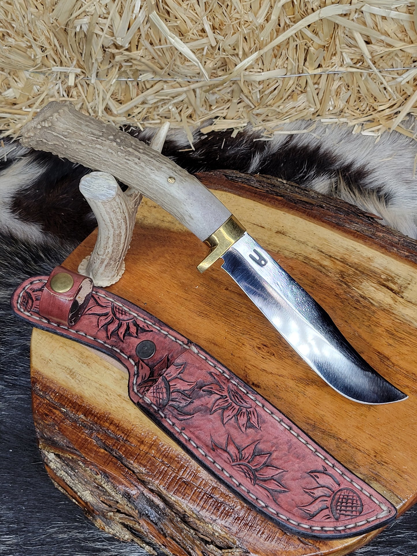 Cuchillo Cuerno De Venado Con Roseta 34
