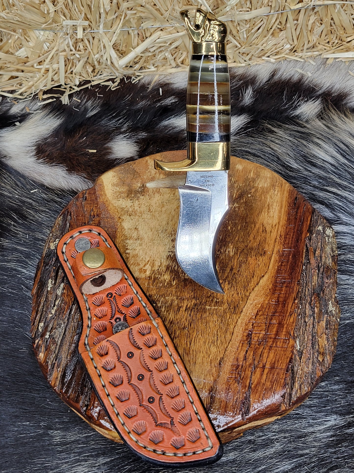Cuchillo Anillos En Cuerno De Toro 68