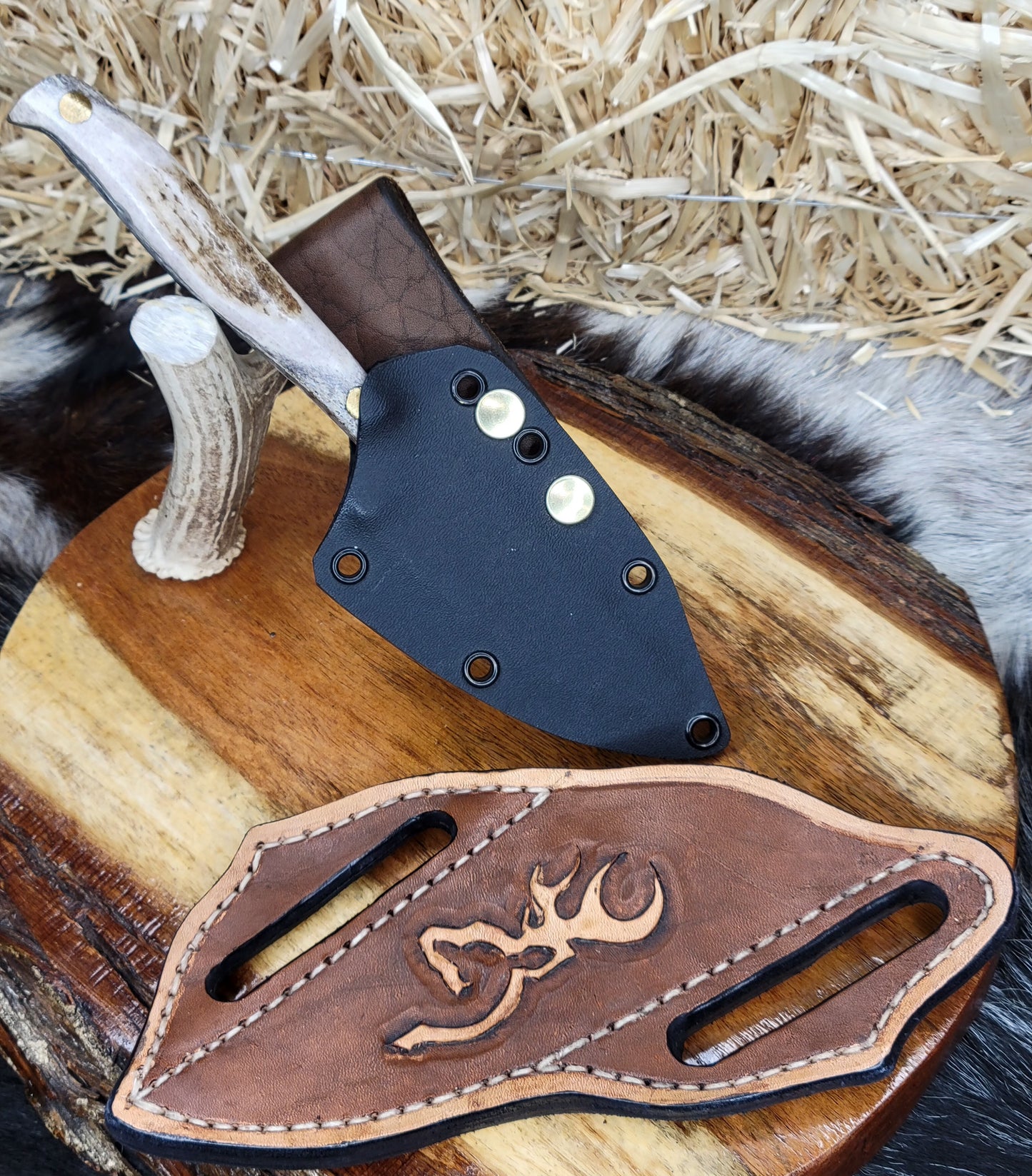 Cuchillo C3 Cuerno De Venado Doble Funda